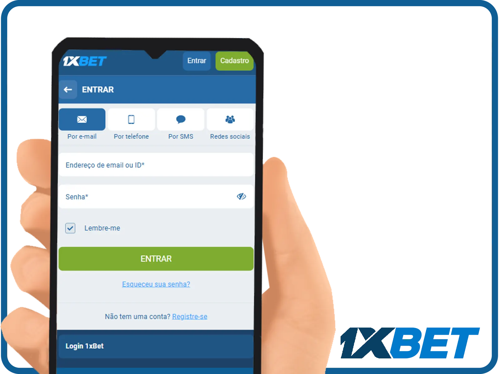 Faça login pelo aplicativo móvel 1xbet